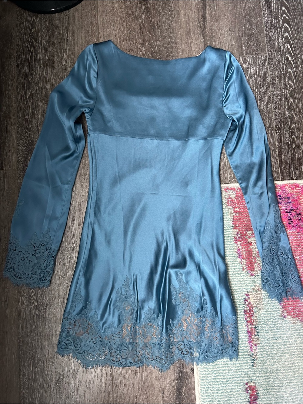 Reformation Blanche Silk Lace Trim Long Sleeve Dress - Picture 5 of 6